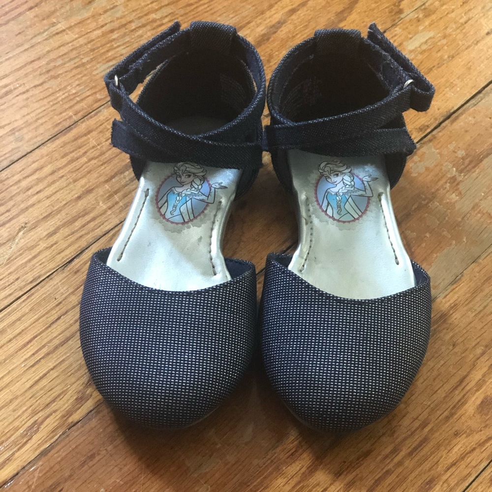 Navy Frozen flats with crosses ankle strap